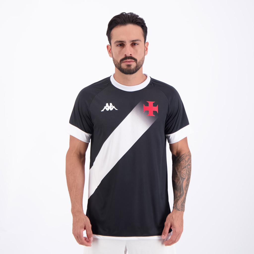 Camisa Kappa Vasco Supporter Graphik Preta e Branca em Oferta na Shopee