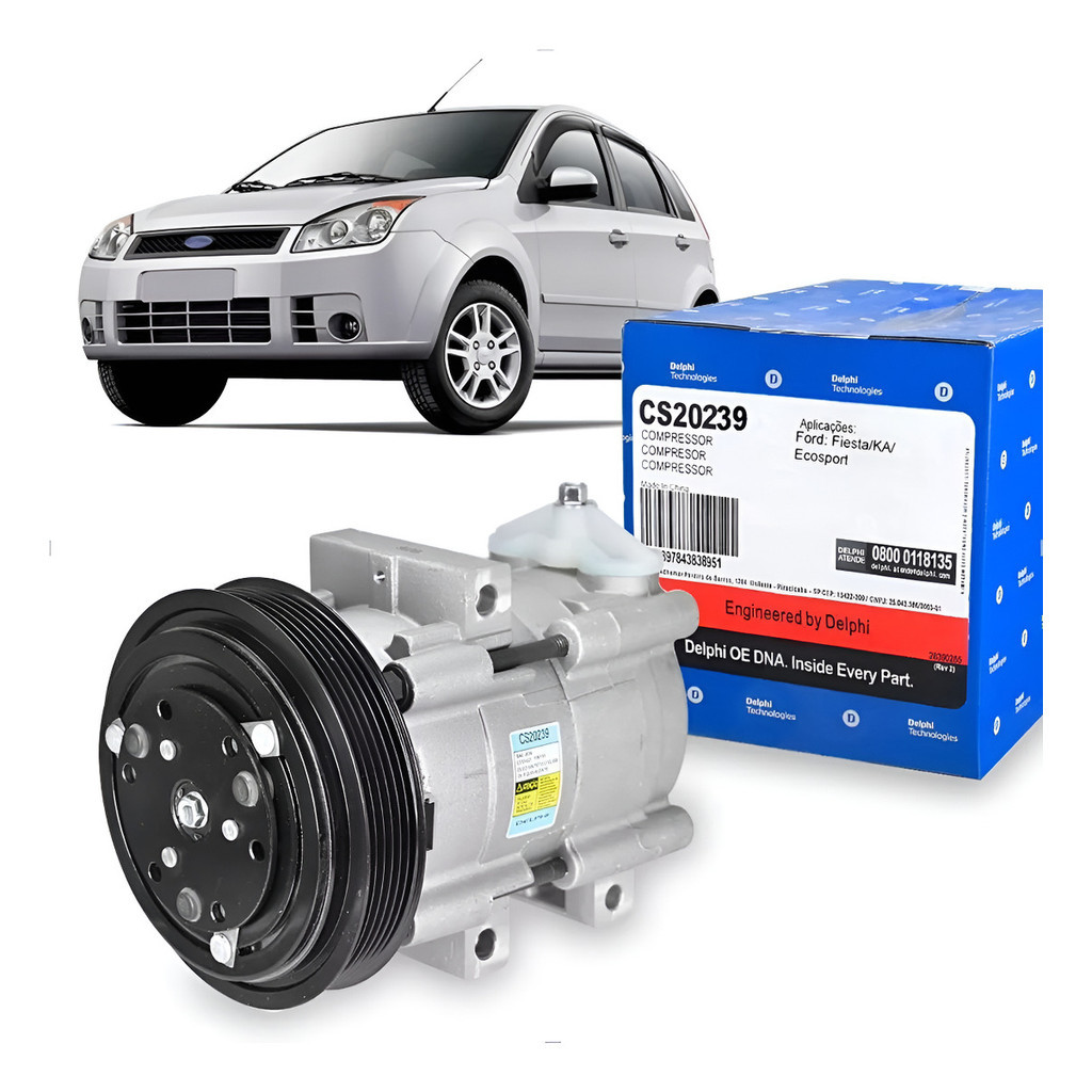 Compressor Ar Fiesta Zetec/endura 96 Até 2014 Original Delph NF NF NV em Oferta na Shopee