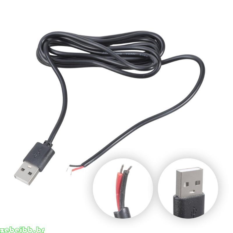 zebeibb USB2 0 Para 2 Pinos Conectores Solda 5V Fio Carregamento Projetos Eletrônicos 100cm 18
