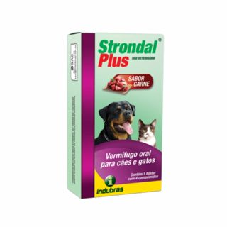 Strondal Plus Carne Vermífugo Com 4 Comprimidos Cães e Gatos em Oferta na Shopee