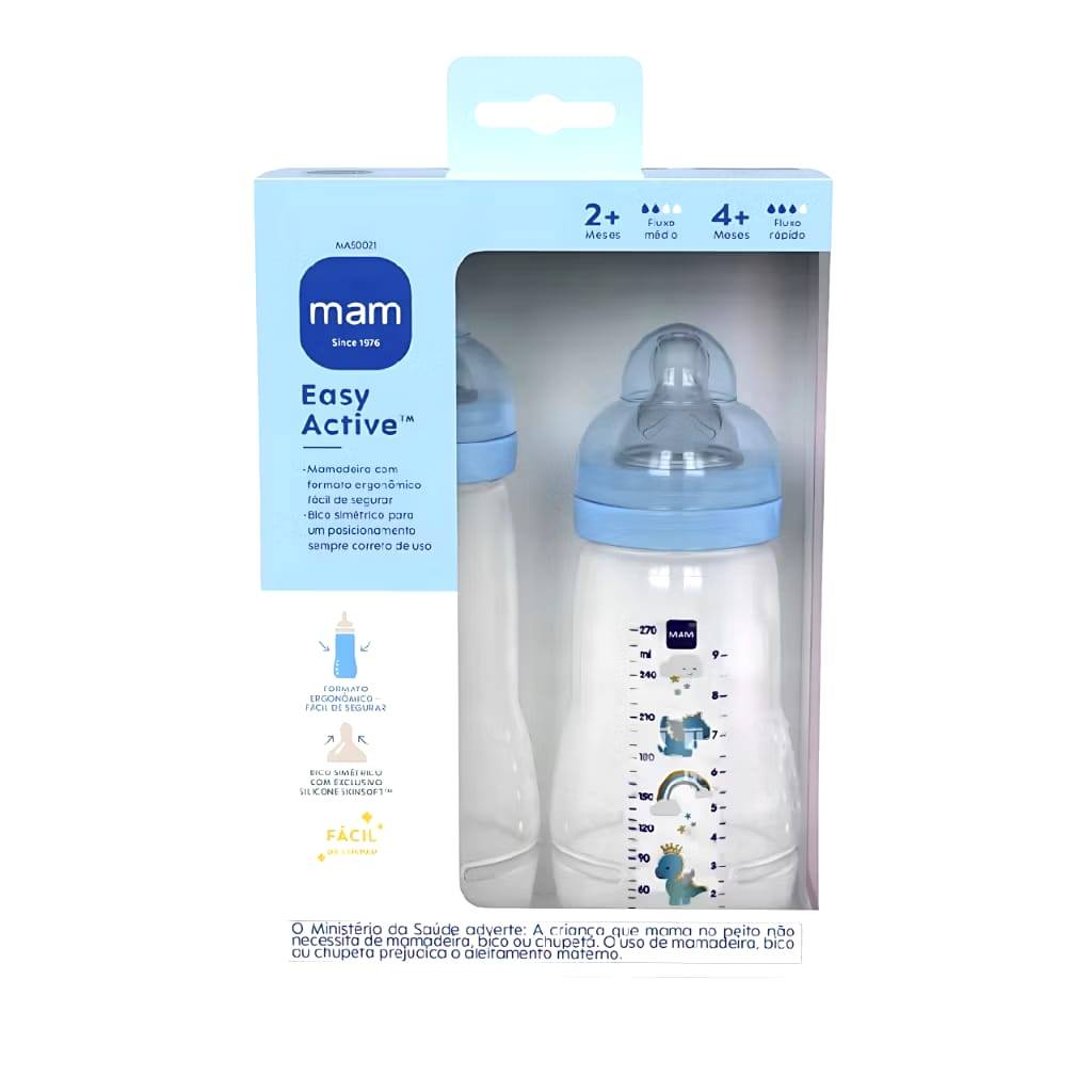 Kit Mamadeira Mam Easy Active 270 ml E 330 ml Dupla  Easy Active  Azul