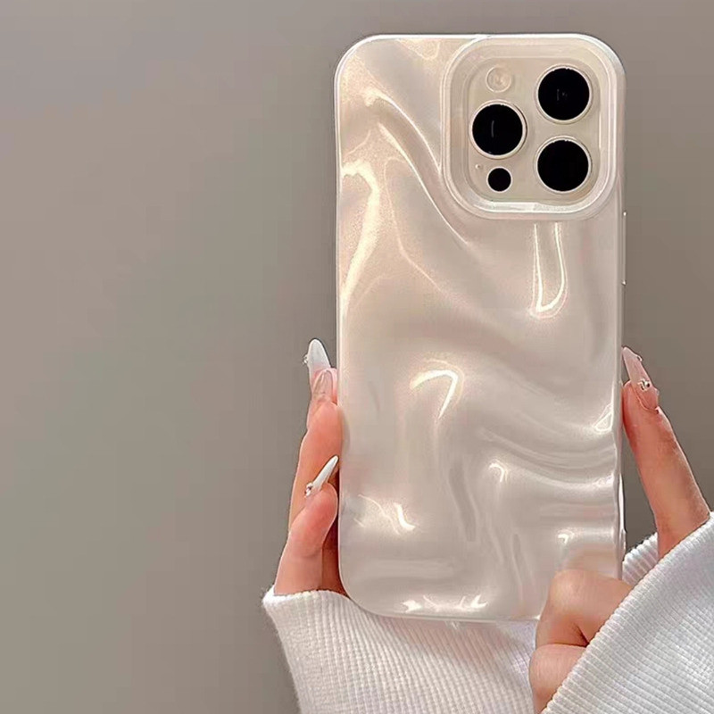 Capa Ondulada De Água irregular Branca Pérola Para iPhone 17 16 15 14 13 12 11 pro max em Oferta na Shopee