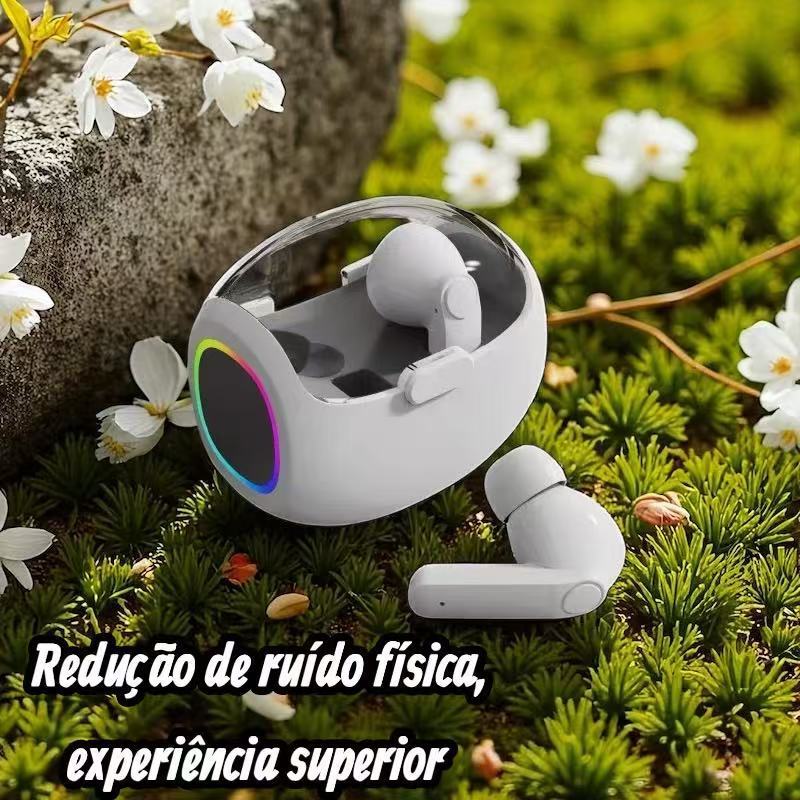 Fone de Ouvido Sem Fio com Cancelamento de Ruído, Som Imersivo e Luzes LED Coloridas FD14 TWS