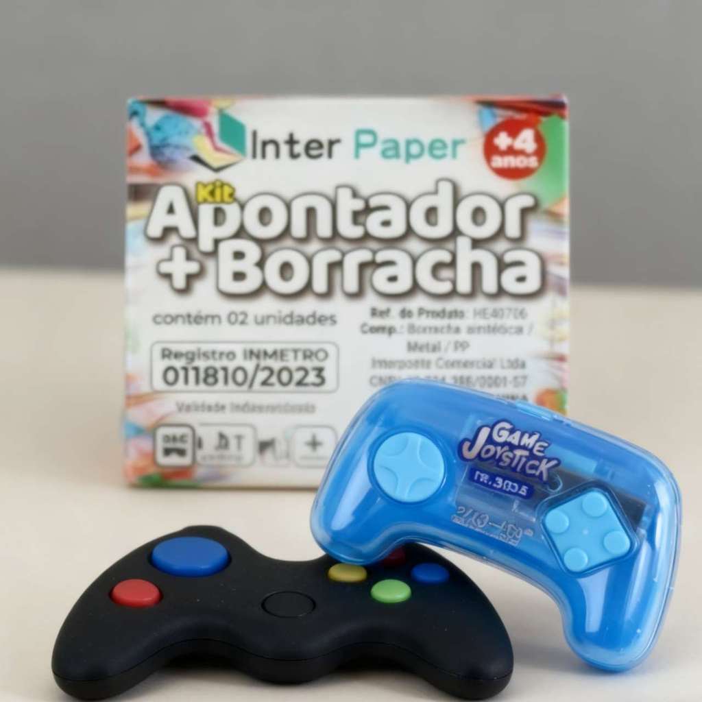 Kit Apontador + Borracha Controle de Video-Game (HE40706) - Ideal para Crianças em Oferta na Shopee