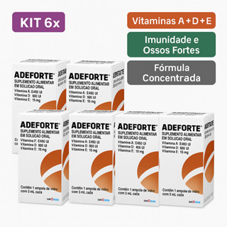 Kit 6x Adeforte Ampola 3ml | Vitaminas A D E | Suplemento Oral em Oferta na Shopee