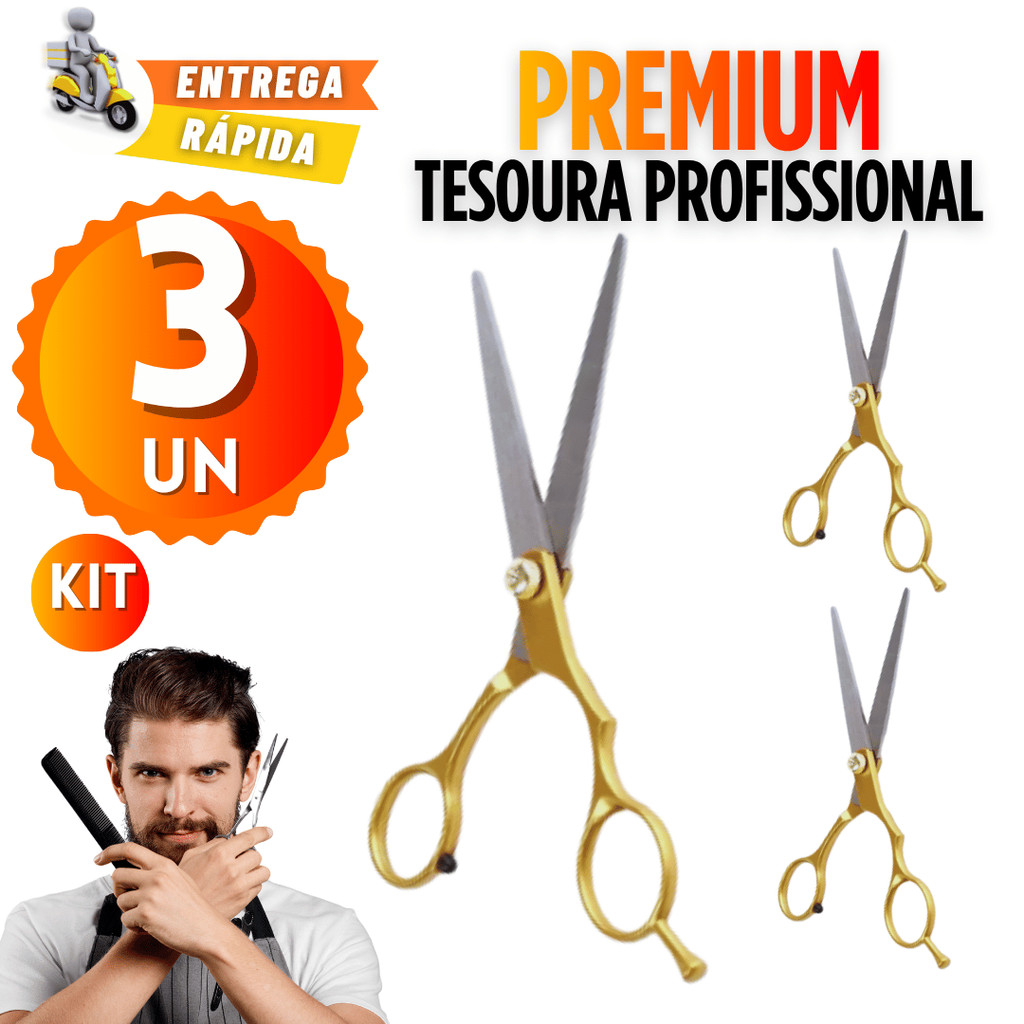 Kit 3 / 2 / 1 Tesoura Para Barba Aço Inox Profissional 6" Tesora Corte Preciso E Suave Barbearia E Salão Entrega Rápida
