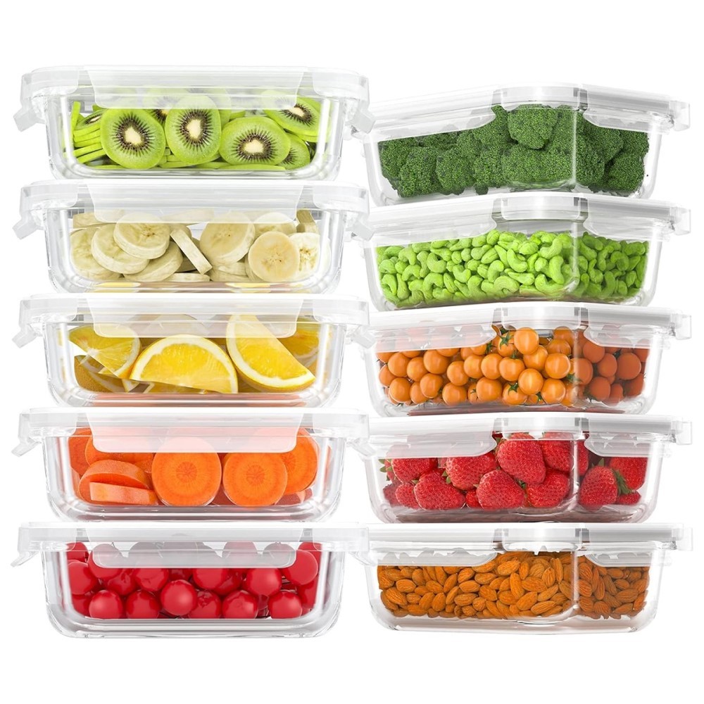 Kit 10 Potes de Vidro Marmita com Tampa Hermética 640ml Yikasa em Oferta na Shopee