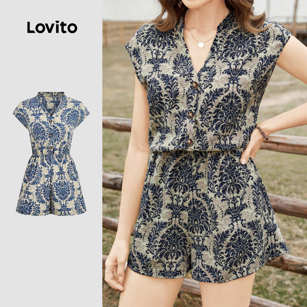 Lovito Macacão Boho com Botões para Primavera/verão para mulheres L157ED169 em Oferta na Shopee