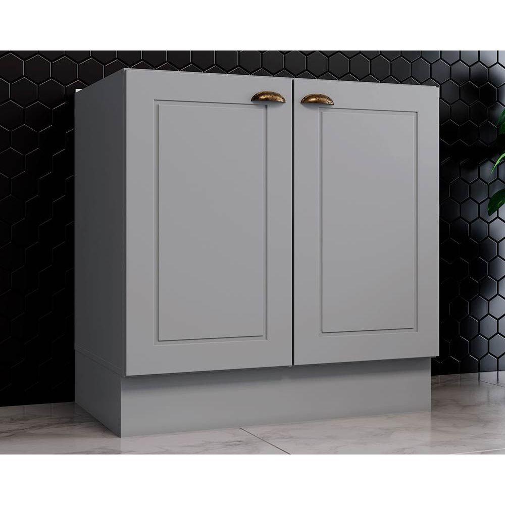 Balcão de Cozinha Modulado Americana c/ 2 Portas s/ Tampo 80cm Cinza - Henn