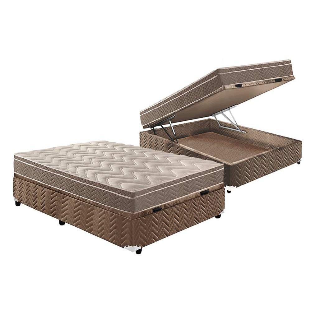 Cama Box Baú Casal: Colchão Anatômico Paropas D33 / Confort Ultra Firme + Base CRC Suede Clean(138x188) em Oferta na Shopee
