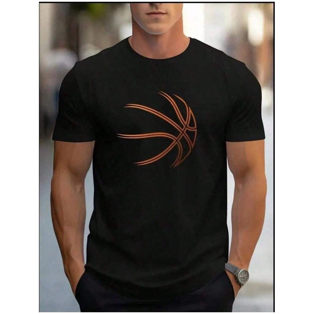 Camiseta Masculina Basquete Simples De Manga Curta Gola Redonda Estampada Lançamento