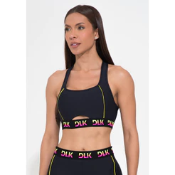 TOP FITNESS FEMININO CUT-OUT ELÁSTICO COLORIDO ACTION DLK