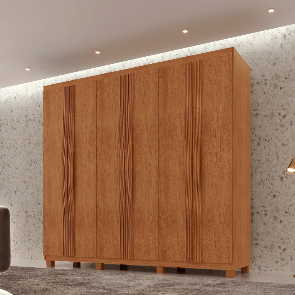 Guarda Roupa Casal Dunas com 6 Portas e 2 Gavetas MDF Com Pés Moderna Mobília