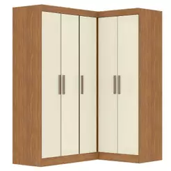 Guarda Roupas Modulado De Canto Madrid Com 5 Portas Maxel Madeirado/off White