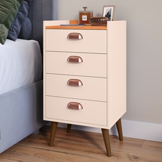 Gaveteiro Escritorio / Mesa Cabeceira / Criado Mini Comoda Quarto com 4 Gaveta com Puxador Concha em Oferta na Shopee