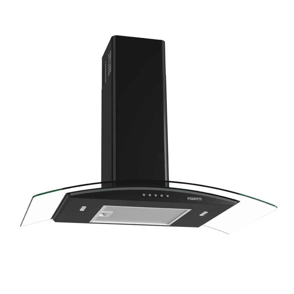 COIFA FOGATTI DE PAREDE CLEAN VIDRO CURVO BLACK 80CM 127V