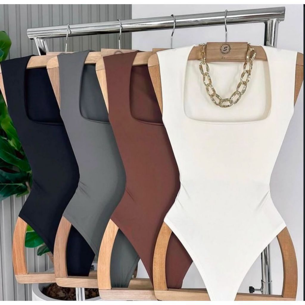 Body Collant  Feminino Regata Blusa Decote Quadrado Com Forro  Estilo Blogueira