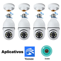 Kit 1-4 Câmera Segurança Prova D'água Infravermelho Lâmpada Externa 360 Sem Fio Wifi 2.4G - ICSEE YOOSEE