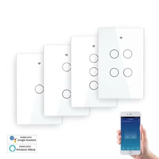 Interruptor inteligente WiFi Tuya toque de parede (1/2/3/4 grupos) compatível com Alexa Google Home em Oferta na Shopee