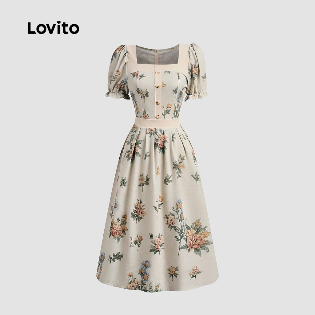 Detalhes do Lovito Vestido Boho Primavera/verão para Mulheres L149ED398