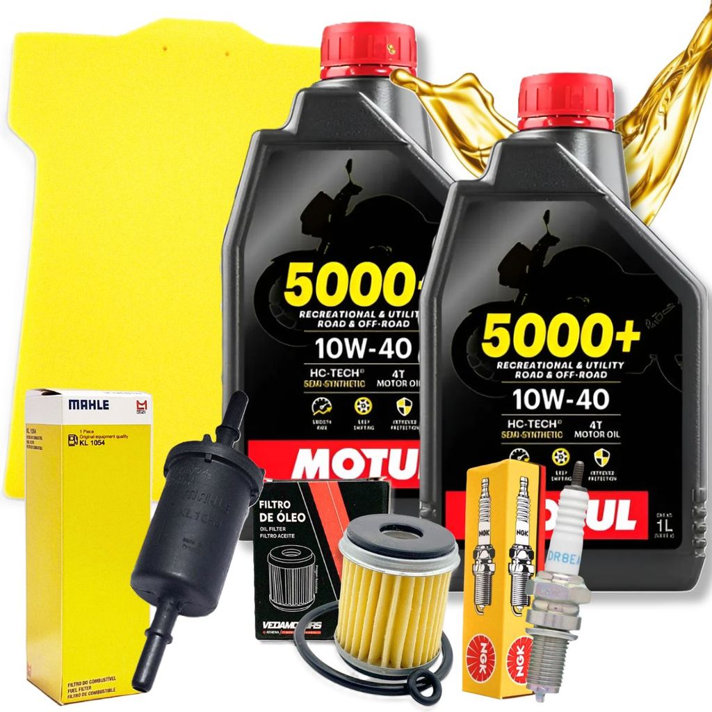 Kit Revisão Fazer 250 Tenere 250 Lander 250 2005-2015 Motul 5000+ 10w40 + Filtros e Vela Ngk
