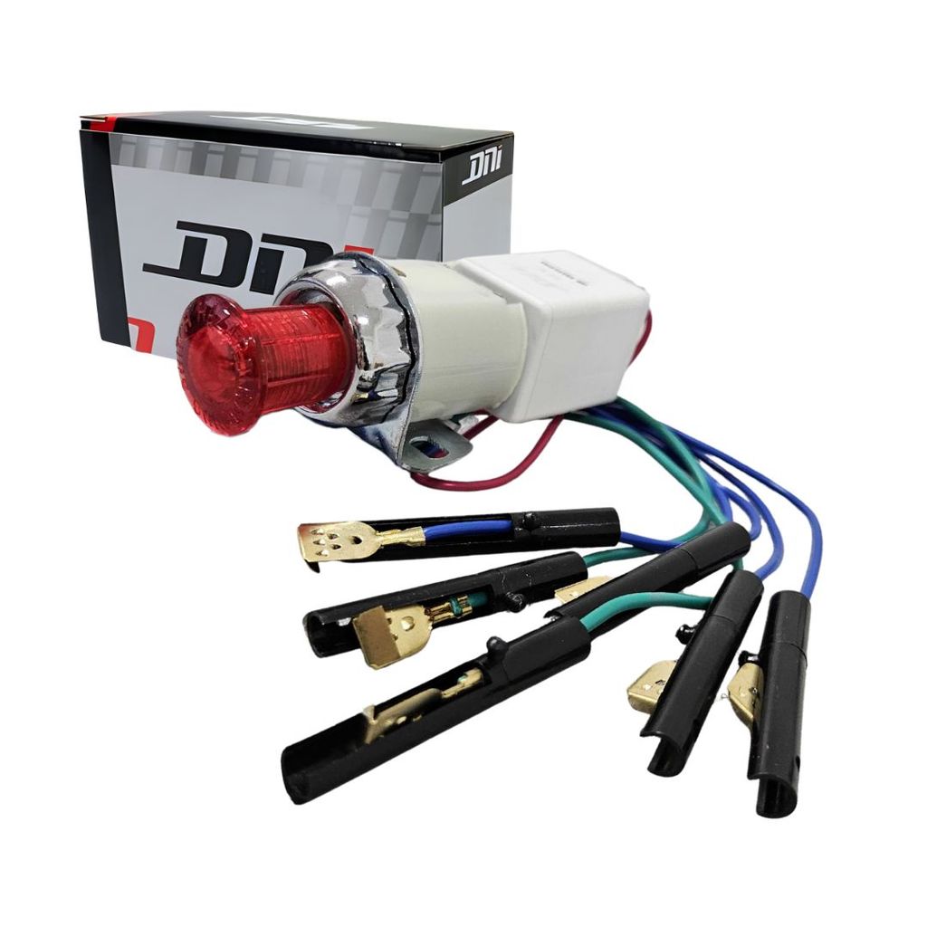 Chave Pisca Alerta Universal 12V Com Relé 240W Fixação Rosca Com Lâmpada Indicadora