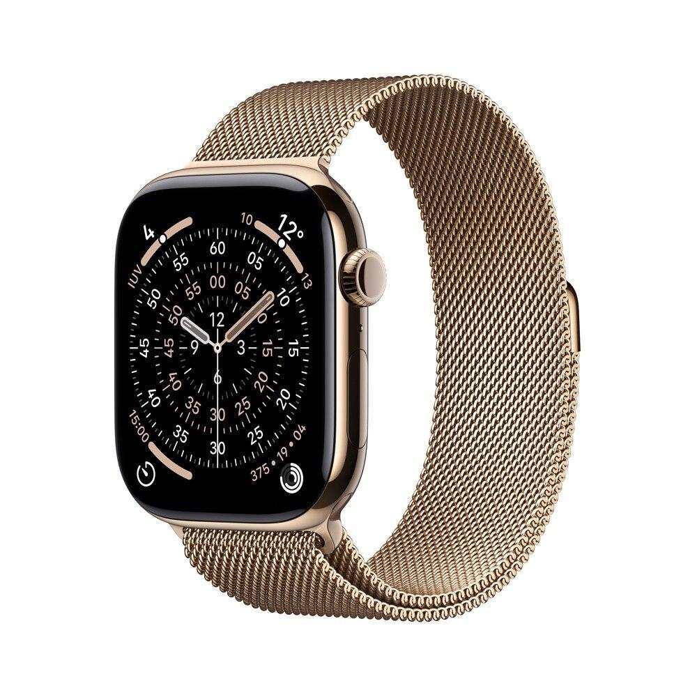 Apple Watch Series 11 GPS + Cellular - Caixa dourada de titânio – 46 mm - Pulseira dourada estilo milanês – P/M em Oferta na Shopee