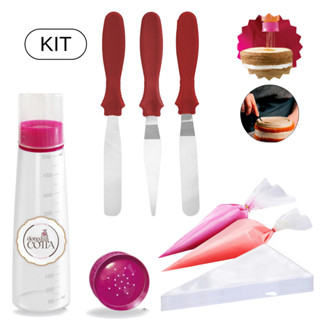 Kit Confeiteiro 1 Regador De Massas 3 Espátulas 50 Unid Saco Descartáveis em Oferta na Shopee