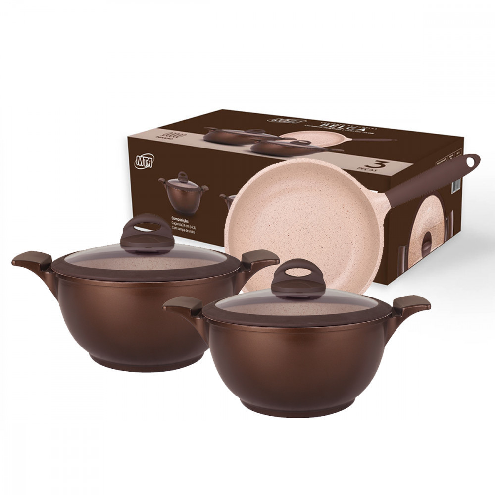 Jogo de Panelas MTA Belga Alumínio Injetado Antiaderente Indução Cerâmica 3 Peças - 8407 em Oferta na Shopee