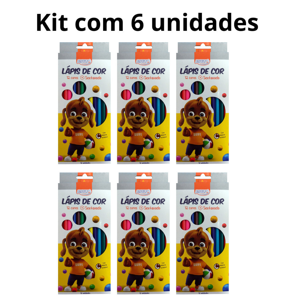 Kit 6 Caixas Lápis De Cores BRW 12 Cores em Oferta na Shopee