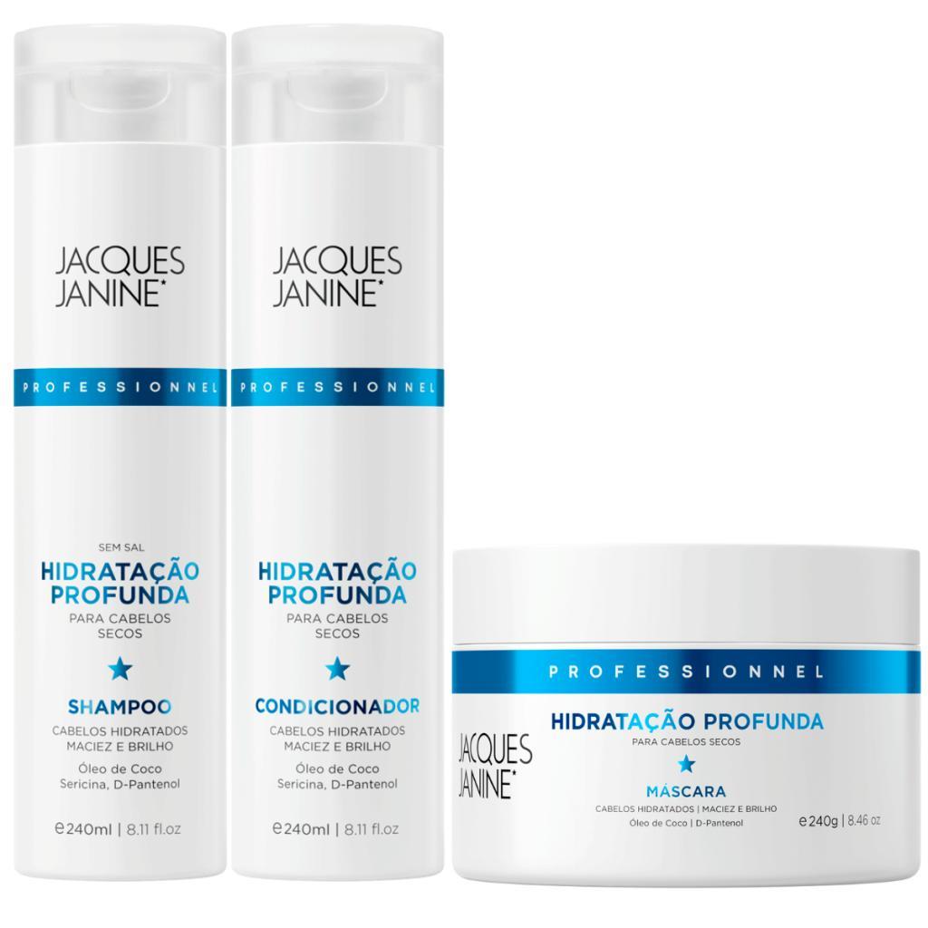 Kit Jacques Janine Hidratação Profunda Shampoo + Condicionador 240ml Máscara Mac