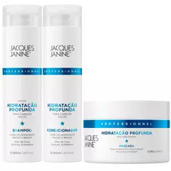 Kit Jacques Janine Hidratação Profunda Shampoo + Condicionador 240ml Máscara Maciez Brilho 240g