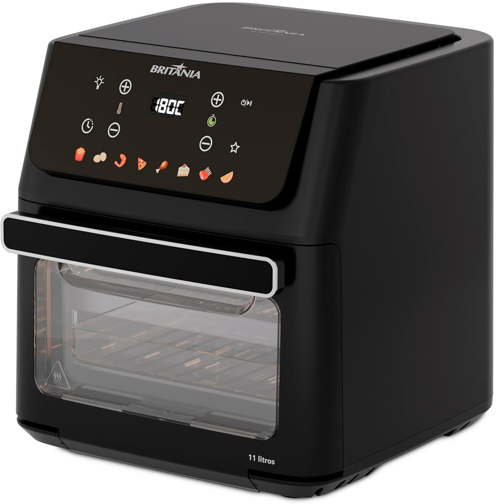 Fritadeira Elétrica Air Fryer 11 Litros Britânia 220V 1800W 8 Funções Grades e Tampa Removíveis