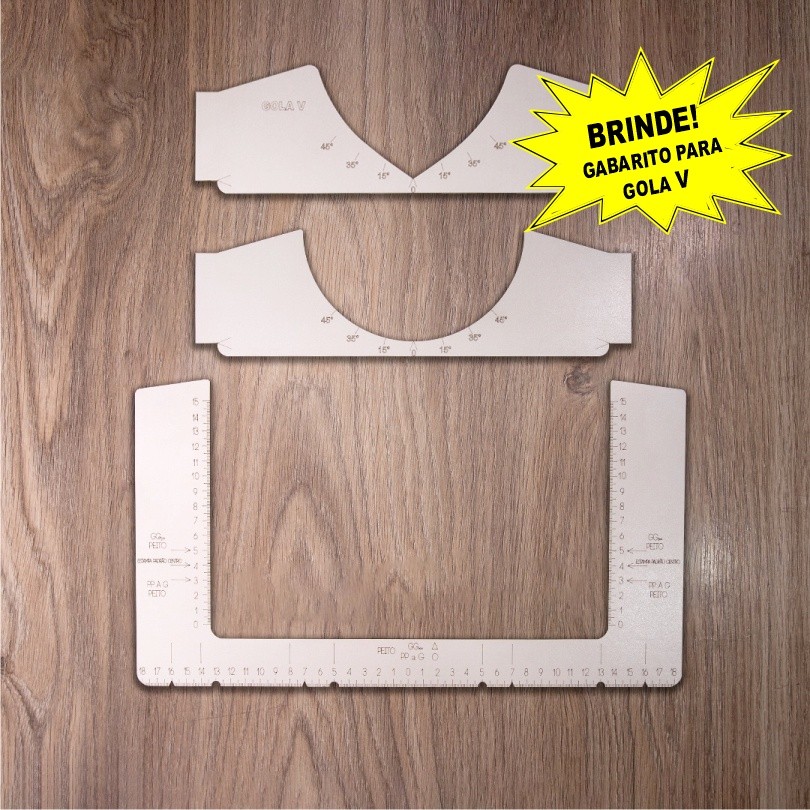 Régua gabarito, alinhamento para estampa, sublimação em camisetas. BRINDE gabarito para gola V