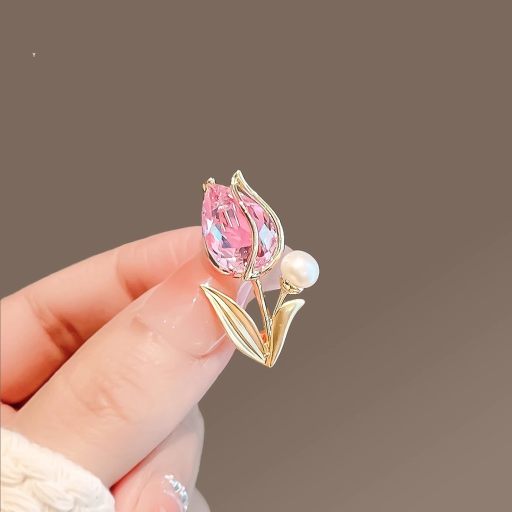 Broche de flor de tulipa de cristal acessórios de roupas Premium-pino para ocasiões de férias | Presente feminino