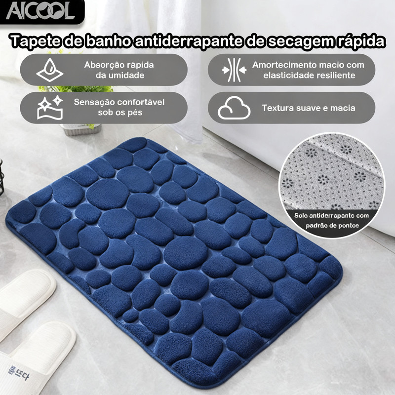 Conjunto AICOOL de Tapetes para Banheiro 60x40cm, Antiderrapante, Absorvente com Design de Pedra em Oferta na Shopee