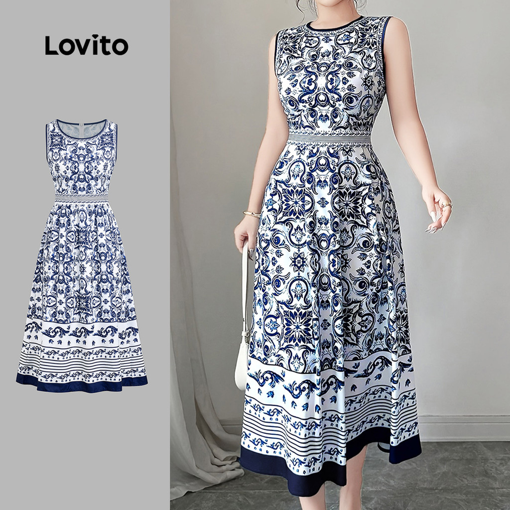Lovito Vestido Boho com Flores Linha de Estrutura Vestido Primavera/verão para mulheres L158ED1604 em Oferta na Shopee
