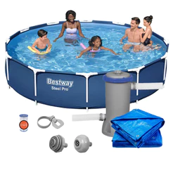 Piscina Estruturada 6.473 Litros Bestway 3,66m Steel Pro + Bomba Filtro 127V e Forro 4x4m