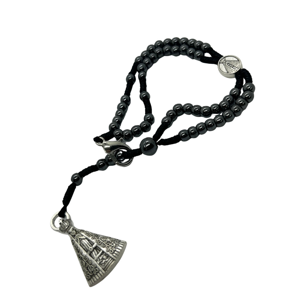 Pulseira Terço de Nossa Senhora Aparecida em Hematita