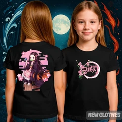Camiseta Nezuko Kamado Infantil Demon Slayer Menina Demônio Kimetsu No Yaiba