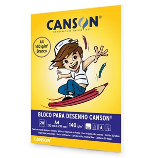 Bloco Papel Canson A4 140g 20 Folhas Ideal para Artistas e Escolares em Oferta na Shopee