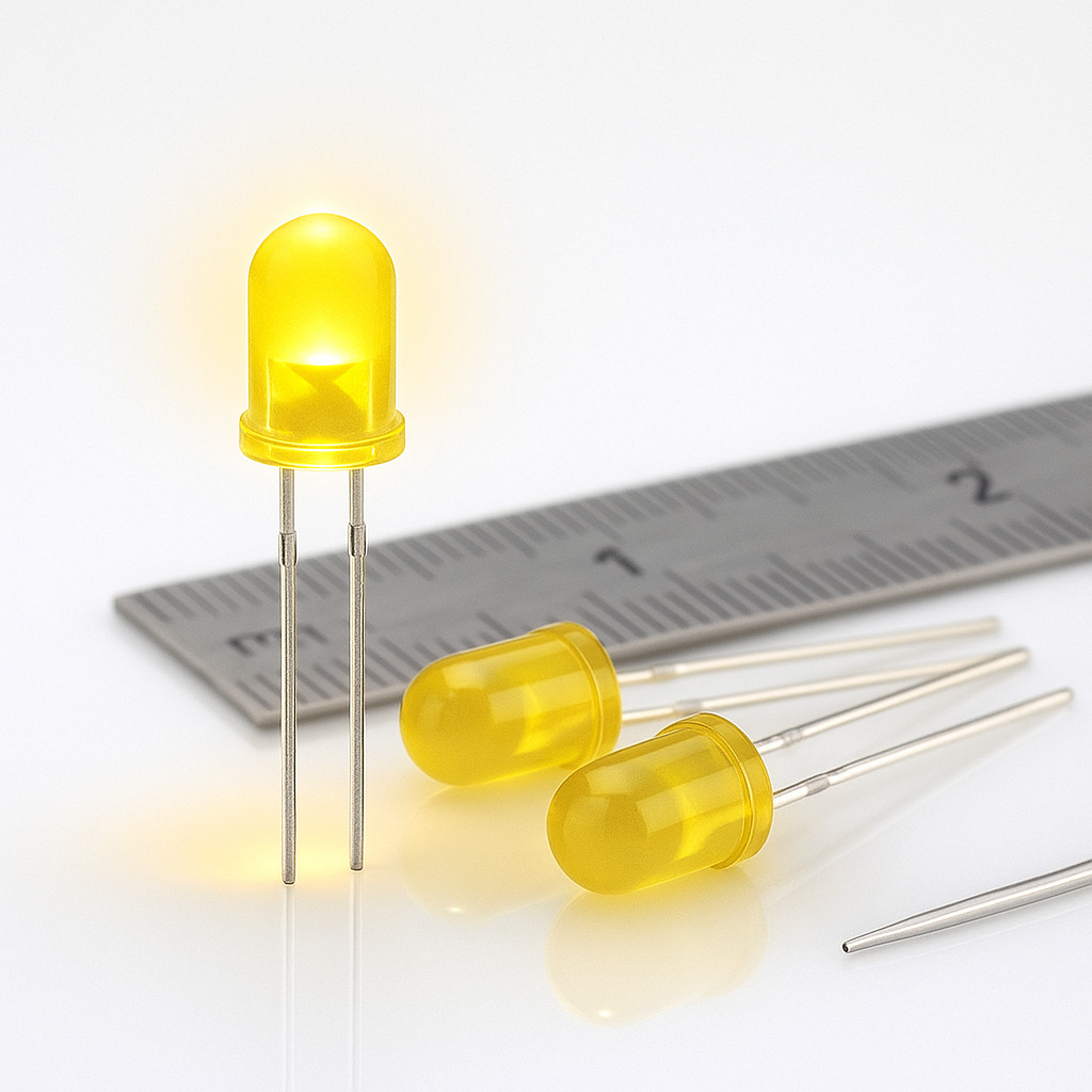 Led 5mm Amarelo Difuso 1000mcd Alto Brilho Arduino Projetos Eletrônica Robótica Protoboard
