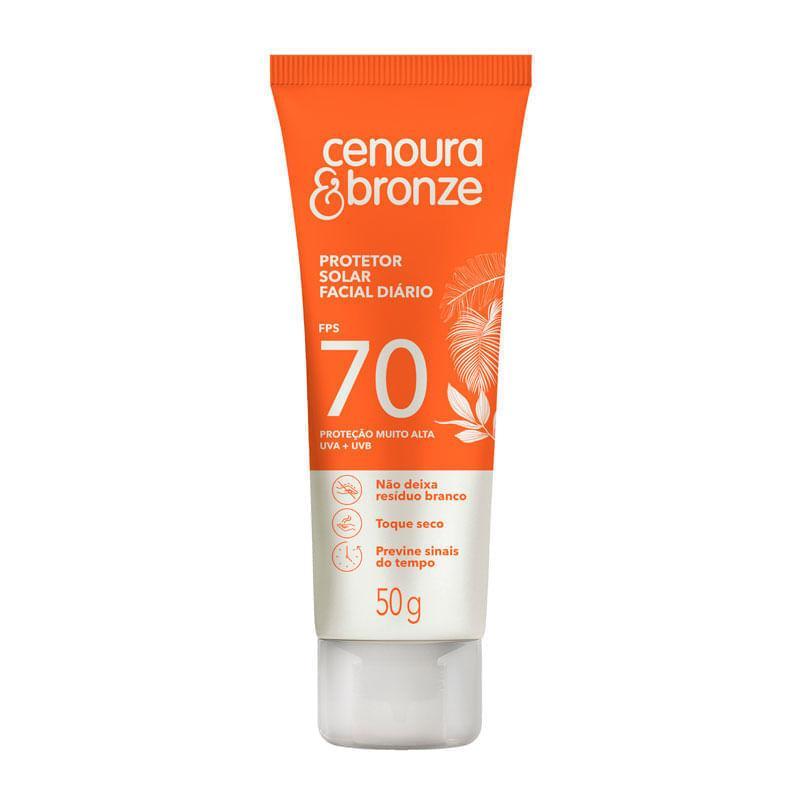 Protetor Solar Facial Cenoura & Bronze FPS70 50g em Oferta na Shopee