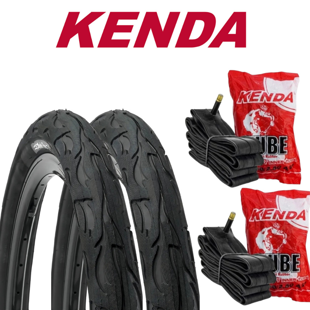 Kit Par De Pneu Para Bicicleta Bike Aro 20  Kenda Flame Balão Slick Com Camaras Bmx Cross Urbano em Oferta na Shopee
