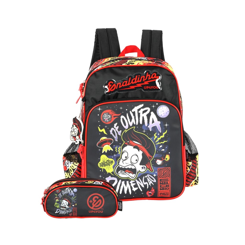 Kit Mochila Enaldinho Costas E Estojo Triplo Escolar Meninos