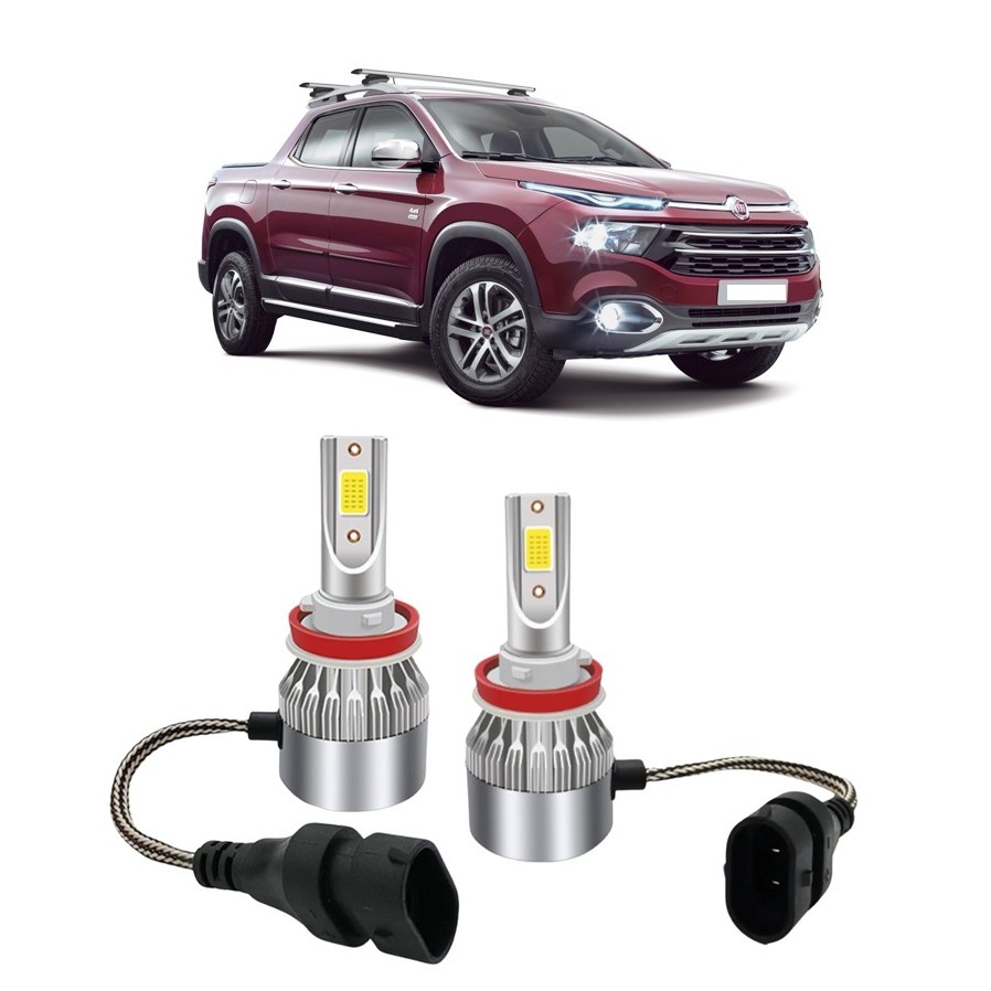Par Lampada Super LED Farol de Milha Fiat Toro 2017 a 2020 6000k