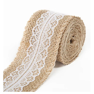 Fita De Juta Com Renda 5,5cm Larg X 5 Metros - Natural Cru
