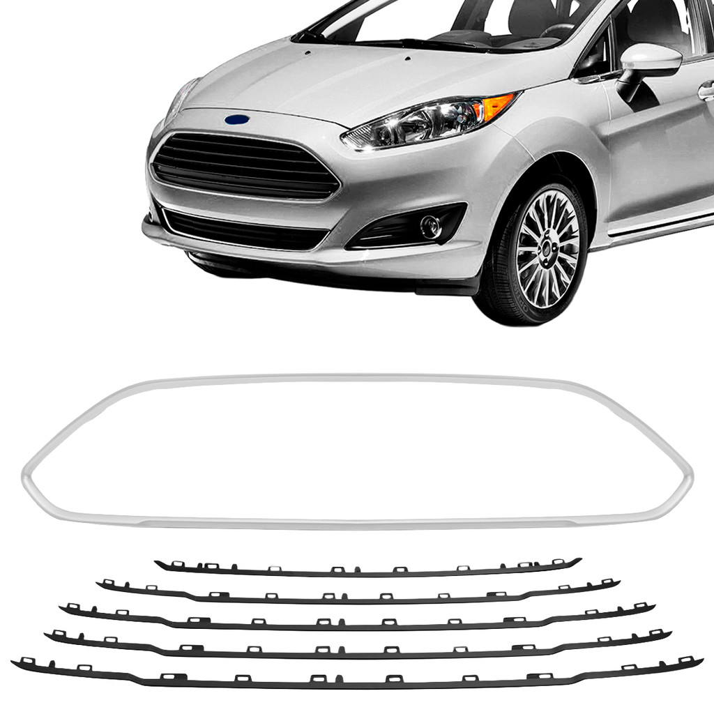Kit Friso Moldura Grade New Fiesta Hatch 2014 2015 2016 2017 Preto
