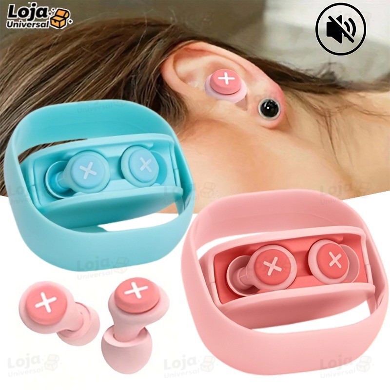 Imagem Tampões Auriculares De Silicone Isolamento Acústico Redução De Ruído Com Esponja Macia Protetor Auricular-LU