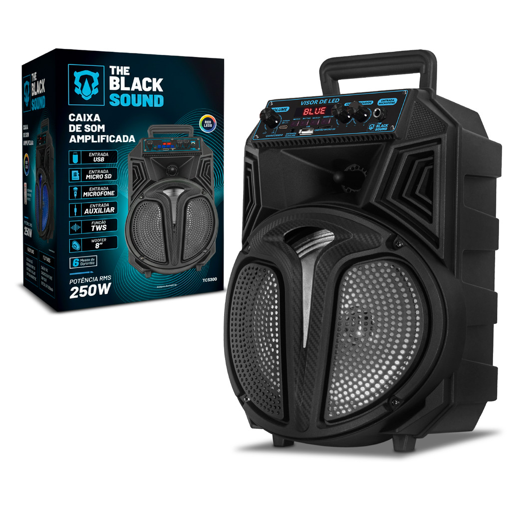 Caixinha Caixa De Som Amplificada Bluetooth Bivolt 250w Rms The Black Tools em Oferta na Shopee